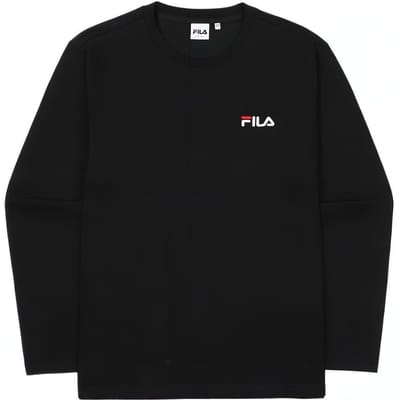 FILA Effen Kleur Ronde Hals Pullover Lange Mouw T-shirt Heren Tops Zwart FS2RLF1101X-BLK S black