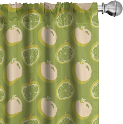 ABAKUHAUS Fruit Gordijnen – 2x75x245 cm – Microvezel – Halfdonker – Geel Appel