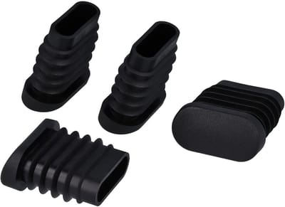 4x Ovale Buiseindstoppen voor Schuine Poten (0-20° Helling) - Kunststof Meubelglijders Zwart