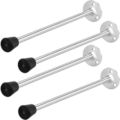 Deurstopper - Deurstops Bumper - Muren Beschermen - Roestvrij Staal - 250 mm 4 stuks - Zilver Zwart