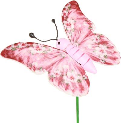 Vlinder sierplug hout roze roze 8x5,5cm 18 st, 18 Stück