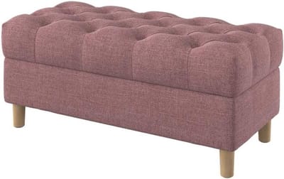 Opbergbank - Voetenbank Zitbank - Extra Opbergruimte - Diepe Knopen Decoratie - 100 cm Breed - Koraalroze