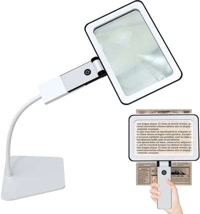 Dailygoods- Leesloep met verlichting - Inklapbare leesloep - Standaard - Voor senioren - 5x vergroting - Lichtgewicht ontwerp - Vergrootglas
