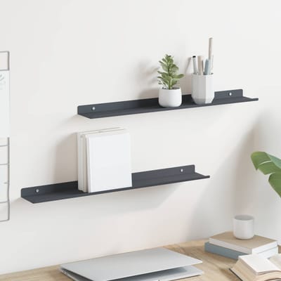 vidaXL - Zwevende - plank - 2 - st - Antraciet - 60 - x - 8,5 - x - 2,5 - cm - Staal