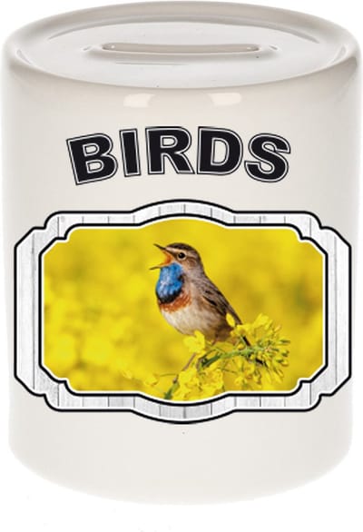 Dieren liefhebber blauwborst vogel spaarpot 9 cm jongens en meisjes - keramiek - Cadeau spaarpotten vogels liefhebber