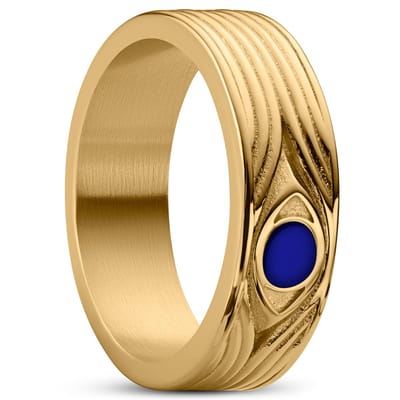 Evil Eye | 7 mm Goudkleurige Roestvrijstalen Ring