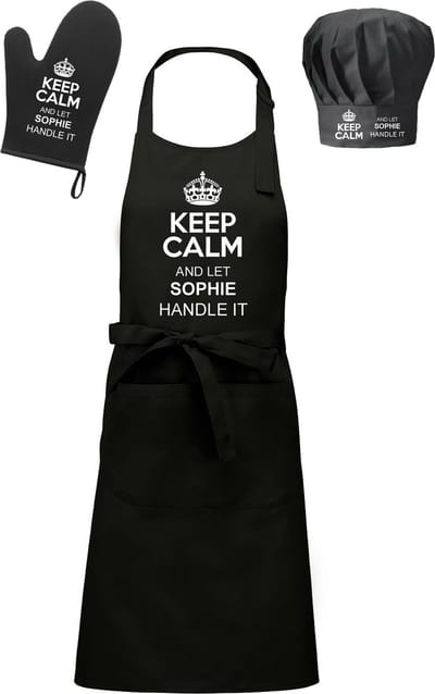 mijncadeautje - Cadeauset - Schort / koksmuts / ovenwant - Keep Calm - met voornaam