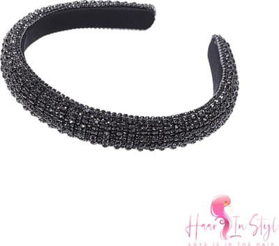 Haar in Stijl® | Diadeem Smal Zwart Rhinestones Diamant Brilliant Strass