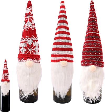 Kerst wijnzakken set van 3, herbruikbare wijnflesafdekkingen voor bruiloften, verjaardagen en feestdagen