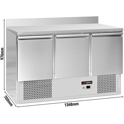 GGM Gastro Kühltisch ECO - 1370x700mm - mit 3 Türen - mit Aufkantung Zilver