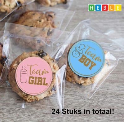 *** Gender reveal stickers - Geboorte stickers - Boy or girl - Jongen / meisje - 24-stuks Geboorte - Sticker - Jongen/Meisje Geboren - Babyshower - Stickers - 12 jongen -12 meisje - van Heble® ***