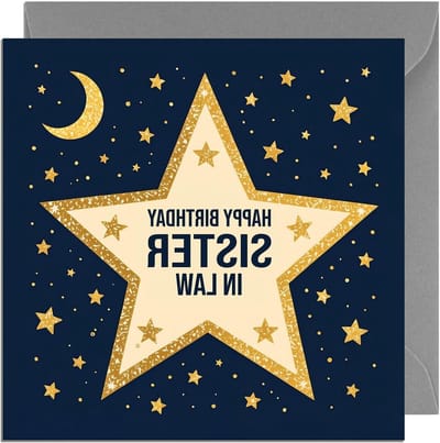 Verjaardagskaart Zuster - Wenskaart Verjaardag - Verjaardag Vieren - Extra Dikke Kaart - 150mm x 150mm - Navy Ruimte Sterren