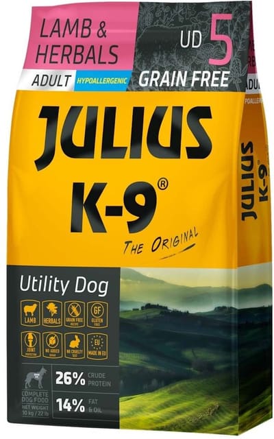 Julius K9 - Graanvrij en hypoallergeen hondenvoer op lam & aardappel basis - Voor volwassen honden van kleine rassen - 10kg