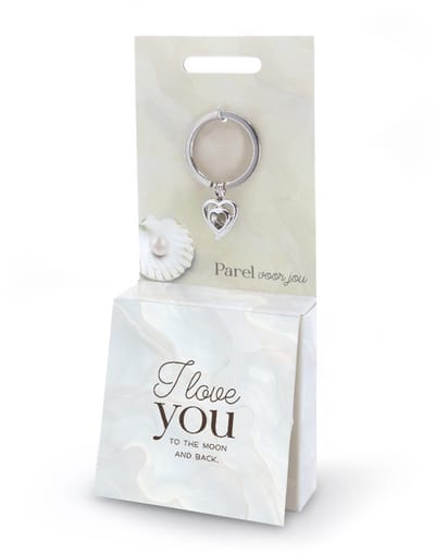 Sleutelhanger met parel | Wensparel | Thema: I love you | Merk: Miko | Kleur: Zilver
