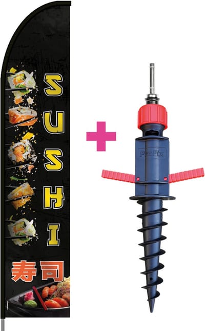 Beachflag - Sushi #3 - Vlag + Grondboor + Rotator + Hengelsysteem + Draagtas - Actievlag.nl
