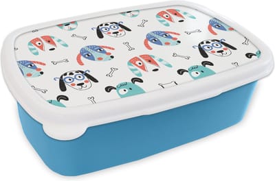 Broodtrommel Blauw - Lunchbox - Brooddoos - Jongens - Patronen - Hond - 18x12x6 cm - Kinderen - Jongen