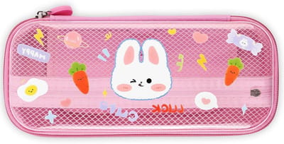 Grote Waterdichte Pennenetui van EVA, Transparante Organizer met Mesh Compartment voor Schoolbenodigdheden, Ideaal voor Jongens en Meisjes, Roze Kinderen's Luggage