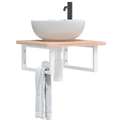 vidaXL - Badkamer - wandschap - staal - en - massief - eikenhout