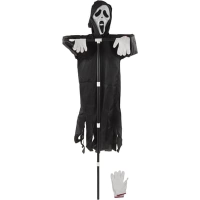 Scream Vogelverschrikker Polyester PVC met Afneembare Paal Tuin Ghostface Decoratie voor Halloween Landelijk black