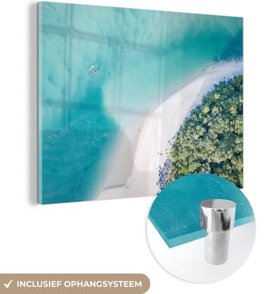MuchoWow® Glasschilderij 160x120 cm - Schilderij acrylglas - Zee - Zon - Australië - Foto op glas - Muurdecoratie woonkamer - Wanddecoratie slaapkamer - Schilderijen