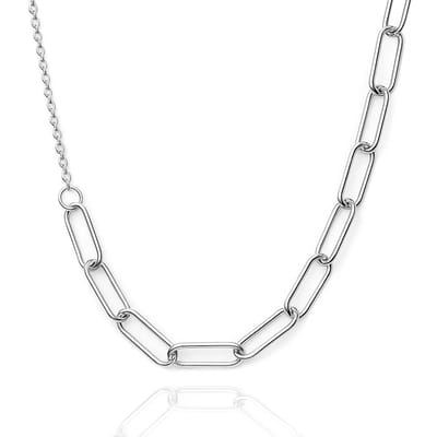 Zilveren paperclip ketting – strak modern kettingontwerp – echt zilver - Amona Jewelry