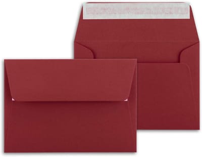 Enveloppen B6 - Papieren enveloppen Wenskaart enveloppen - Kaarten versturen - Zelfklevende plakrand - 125 x 175 cm - Donkerrood