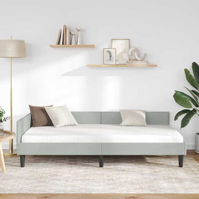 vidaXL - Hoek - Bed - Frame - Lichtgrijs - 90 - x - 200 - cm - Fluweel