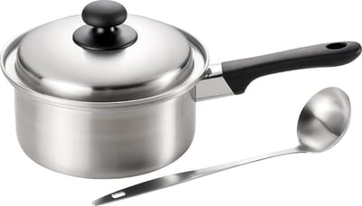 Kookpan met steel - Kleine pan - Koken en verwarmen - Verstevigd ontwerp - 18 cm - Grijs