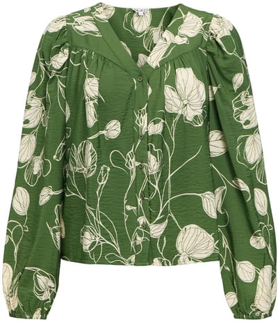 Object Objjacira L/s Re V-neck Top Noos Dames - Topjes - Groen - Maat 36
