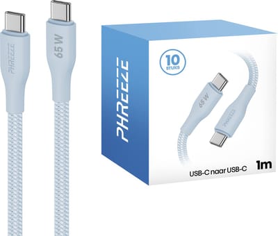 Voordeelpak blauwe usb C kabels - 10 pack oplaadkabels voor zakelijk, kantoor & grote gezinnen