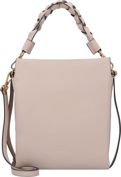 COCCINELLE Leren Handtas Schoudertas Boheme Grana Double Handbag Double Grainy Leather Rosette / Warm Taupe Beige