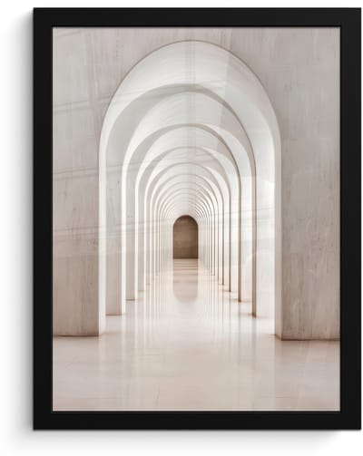 Poster in lijst - Fotolijst 30x40 cm - Posters - Hal - Bogen - Symmetrisch - Modern - Posterlijst zwart - Decoratie - Wanddecoratie woonkamer - Muurdecoratie slaapkamer