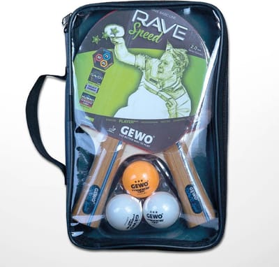 Gewo Kit Tafeltennis Set Rave Speed - 2 Bats + 3 Ping Pong Ballen + Hoes