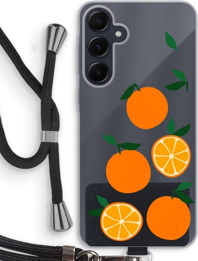 Case Company® - Hoesje met koord geschikt voor Samsung Galaxy A55 hoesje met Koord - Will you be my clementine - Telefoonhoesje met Zwart Koord - Bescherming aan alle Kanten en Over de Schermrand
