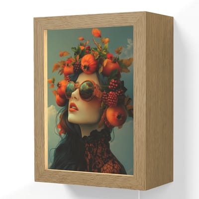 Wandlamp 15x20 cm - Oplaadbaar - Vrouw - Granaatappel - Herfst - Zonnebril - Wandlampen binnen woonkamer - Slaapkamer lamp met kabel - Decoratieve nachtlamp - Vloerlamp snoer