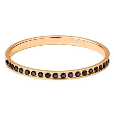 Quiges Stapelring Dames - Vulring Zwart Zirkonia - RVS Roségoudkleurig - Maat 21 - Hoogte 2mm