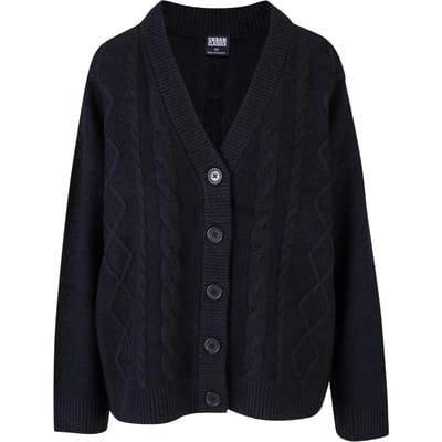 Urban Classics - Cable Knit Cardigan - 3XL - Zwart