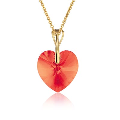 Montebello Ketting Pim HZ117 - Swarovski Hart - 925 Zilver Verguld - Ø14mm - 50cm
