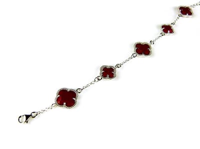 model 5 fiori armband in zilver koraalrood