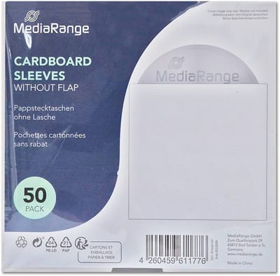 MediaRange | Hoesjes | CD/DVD/BD | Kartonnen | 1 Disc | Wit | 50 Stuks
