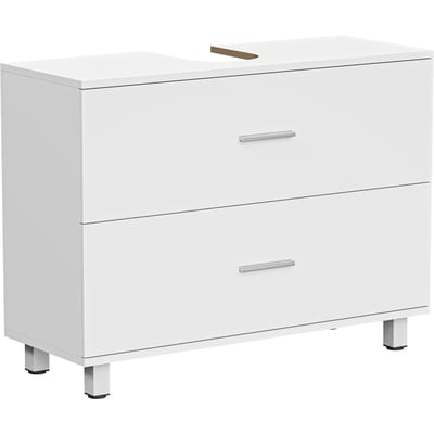Homcom onderkast, badkamerkast met 2 laden, moderne stijl, voor wastafel zonder voetstuk, 80X30X60 cm, wit