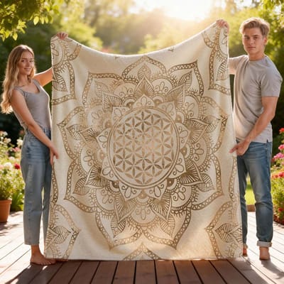 1 Stuk Boheemse Bloem des Levens Mandala Wandkleed Deken Voor Huis Slaapkamer Woonkamer Decor Boho Zacht Plaid 100cmx70cm brown