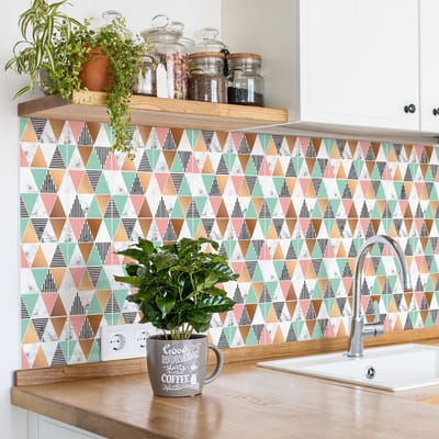 Zelfklevende muurtegelstickers voor keuken en badkamer - 24 cementtegelstickers met chique azuurblauwe marmerlook - 24 stickers, 15x15cm