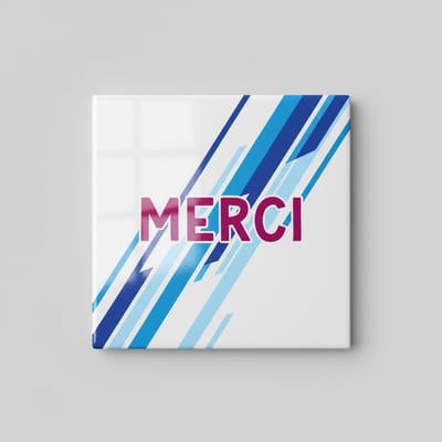 Merci – 15x15 cm Decoratieve Keramische Tegel | Frans Bedank Cadeau, Moderne Muurdecoratie, Waardering Geschenk