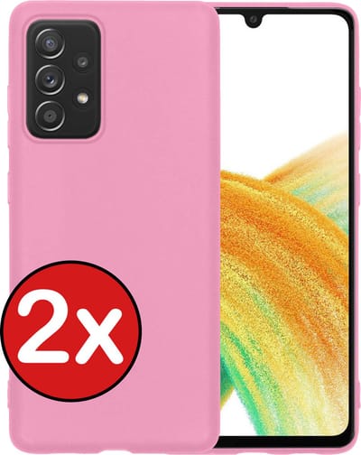 Hoesje - 2 Stuks - Geschikt voor Samsung Galaxy A33 - Sterk & Shockproof - Telefoonhoes - Back Cover - Case Siliconen - Telefoon Hoes - Lichtroze