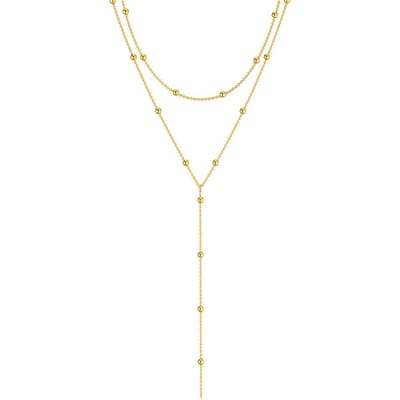 Vergulde Lariat-ketting voor vrouwen, dubbele gelaagde lange ketting met hanger choker-kettingen modegeschenken goud
