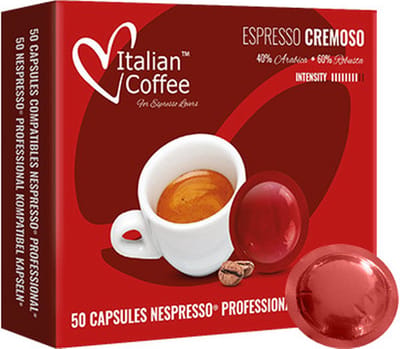 Espresso Koffie - Italian Coffee Cremoso - 50 koffiepads - Capsules voor Nespresso® Pro koffiezetapparaten