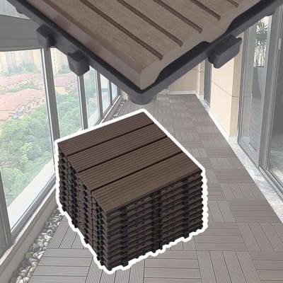 Balkon vloerbedekking - Terrastegels klik - Buiten creëren - Hout kunststof composiet - 30 x 30 cm - Lichtbruin