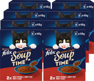 Felix Soup Filets Farm Selectie - Kattenvoer Natvoer - Rund Kip & Lam - 48 x 48 g