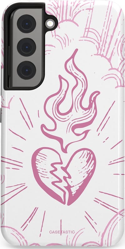 Casetastic Hoesje Geschikt voor Samsung S22 - Stijlvolle Beschermende Duo-layer Case - Roze Liefdesvlam